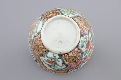 Two Chinese cups and saucers together with a faux-bois saucer, Yongzheng, 1722-1735