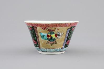 A fine Chinese famille rose export porcelain cup and saucer, Yongzheng-Qianlong, 18th C.