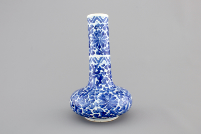 A blue and white Chinese porcelain bottle-shaped vase with Wan-Li mark, Kangxi, ca. 1700