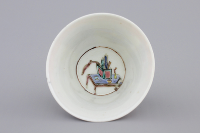 A fine Chinese famille rose export porcelain cup and saucer, Yongzheng-Qianlong, 18th C.