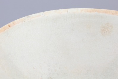 A Chinese Qingbai bowl with fish and a green box and cover, Song, 10-13th C.