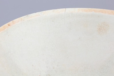 A Chinese Qingbai bowl with fish and a green box and cover, Song, 10-13th C.