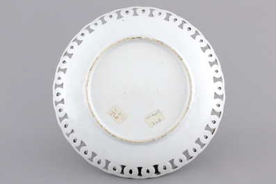 A Chinese famille verte porcelain open-worked plate, Kangxi, ca. 1700
