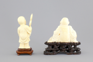 Four fine Chinese carved ivory figures, 19th and early 20th C.