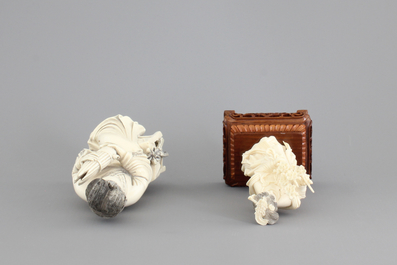 Four fine Chinese carved ivory figures, 19th and early 20th C.
