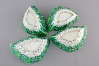Four Chinese porcelain bat-shaped bowls, 19th C.
