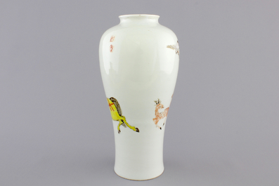 A Chinese famille rose porcelain meiping vase, 19th C.