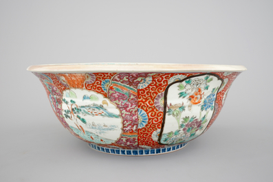 A large Japanese Arita bowl, a large dish and two plates, 19th C.