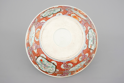 A large Japanese Arita bowl, a large dish and two plates, 19th C.