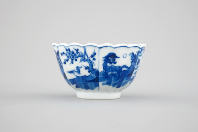 A set of 6 Chinese blue and white cups and saucers, Kangxi, ca. 1700