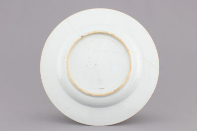 A large Portuguese market Chinese porcelain verte-imari armorial plate, ca. 1720