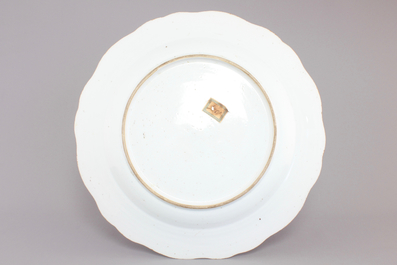 A Chinese export porcelain armorial alliance plate, 18th C.