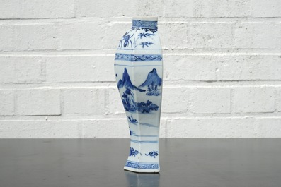 A Chinese porcelain blue and white wall vase, Qianlong, 18th C.