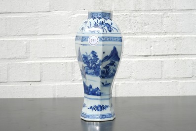 A Chinese porcelain blue and white wall vase, Qianlong, 18th C.