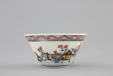 A collection of fine Chinese famille rose porcelain cups and saucers, Yongzheng-Qianlong, 18th C.