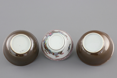 A collection of fine Chinese famille rose porcelain cups and saucers, Yongzheng-Qianlong, 18th C.