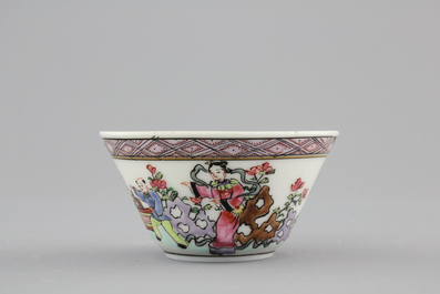 A collection of fine Chinese famille rose porcelain cups and saucers, Yongzheng-Qianlong, 18th C.