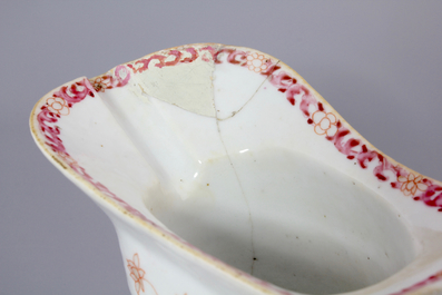 Three Chinese export porcelain tea caddies and three helmet-shaped jugs, Yongzheng-Qianlong, 18th C.