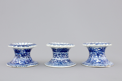Three Chinese porcelain blue and white salts, Kangxi, ca. 1700