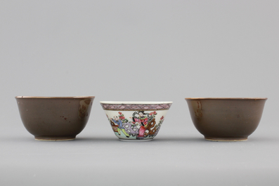 A collection of fine Chinese famille rose porcelain cups and saucers, Yongzheng-Qianlong, 18th C.