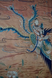 A framed Chinese silk embroidery, 19th C.