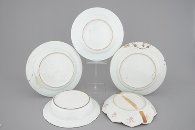 A collection of 19th century Chinese porcelain, including brush pots, figures and a poem plate