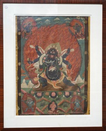 A framed Tibetan tangka, 19th C.