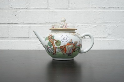 Zeer fijne theepot met deksel in Chinees exportporselein, Qianlong, 18e eeuw