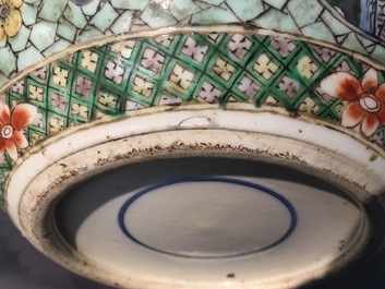 A tall famille verte ginger jar and cover, 19th C