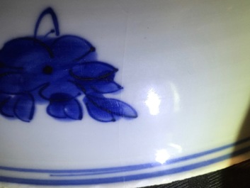 A blue and white Chinese porcelain dish with floral scrolls, Kangxi, ca. 1700