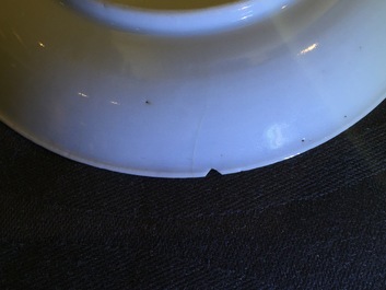 Two fine Chinese porcelain grisaille and gilt saucers, Yongzheng, 1722-1735