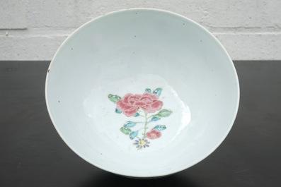 A Chinese porcelain famille rose relief-decorated bowl, Yongzheng, 1722-1735