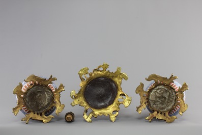 Three Chinese vases with gilt bronze mounts, 18th C.