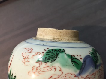 A Chinese wucai porcelain vase, Transitional period, 17th C.