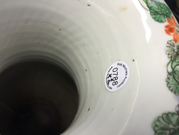 A pair of Chinese porcelain Canton famille verte vases, 19th C.