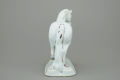 A large white Delft model of a standing horse, 18th C.