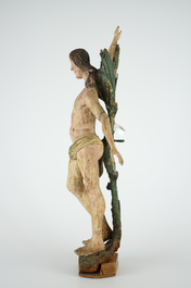 A large polychrome wood figure of Saint Sebastian, 16/17th C.