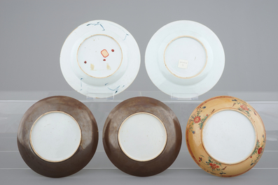 A set of 5 Chinese export porcelain plates, Kangxi-Qianlong, 18th C.
