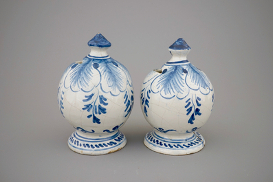 A pair of blue and white money banks, dated 1807, Makkum, Friesland