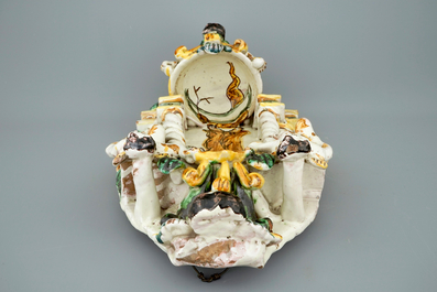 An Italian maiolica holy water font, Ariano Irpino, 18th C.