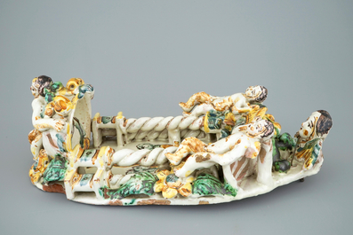An Italian maiolica holy water font, Ariano Irpino, 18th C.