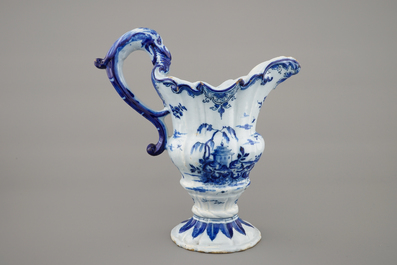 A Dutch Delftware helmet-shaped ewer, ca. 1760