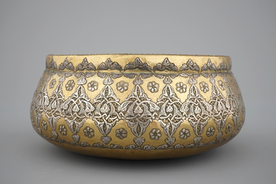A Mamluk silver-inlaid brass bowl, Egypt or Syria, prob. 19th C. or older