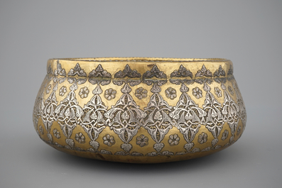 A Mamluk silver-inlaid brass bowl, Egypt or Syria, prob. 19th C. or older