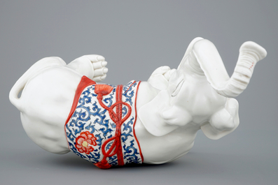 A Samson porcelain Kakiemon style elephant, Paris, 19th C.