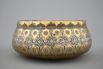 A Mamluk silver-inlaid brass bowl, Egypt or Syria, prob. 19th C. or older