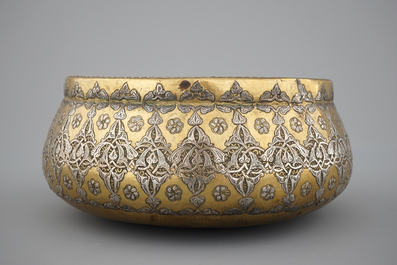 A Mamluk silver-inlaid brass bowl, Egypt or Syria, prob. 19th C. or older