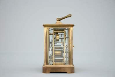 Pendulette de voyage d'officier en bronze, sign&eacute; H. Kreitz, Anvers, 19&egrave;me
