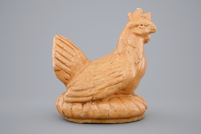A model of a cockerel in glazed pottery, The Netherlands, 18th C.