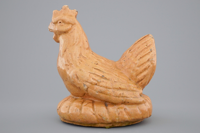 A model of a cockerel in glazed pottery, The Netherlands, 18th C.